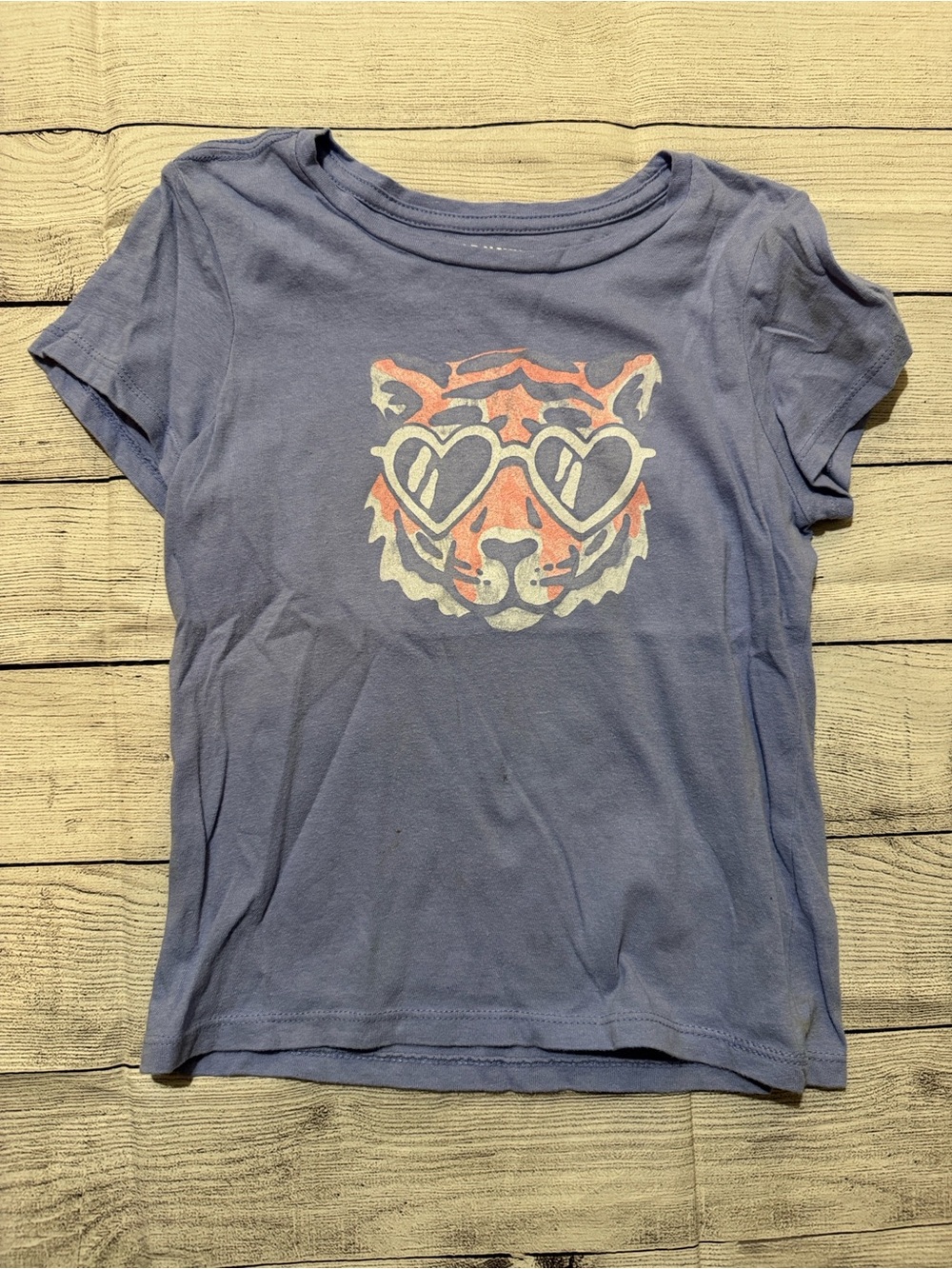 Old Navy Blue Short Sleeve Shirt with Heart-Sunglasses Tiger size Small
